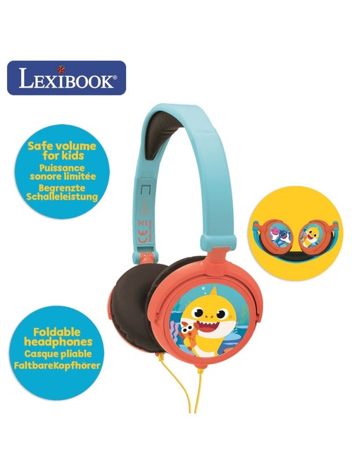Casque stéréo filaire pliable baby shark avec limitation de volume d'écoute - Kiabi Casque stéréo filaire pliable baby shark avec limitation de volume d'écoute - Kiabi