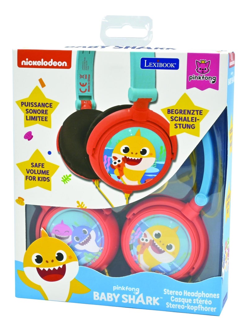 Casque stéréo filaire pliable baby shark avec limitation de volume d'écoute Bleu - Kiabi