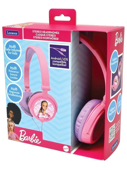 Casque stéréo filaire pliable barbie avec limitation de volume d'écoute - Kiabi Casque stéréo filaire pliable barbie avec limitation de volume d'écoute - Kiabi