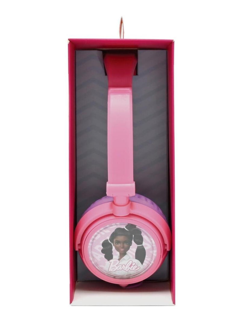 Casque stéréo filaire pliable barbie avec limitation de volume d'écoute Rose - Kiabi