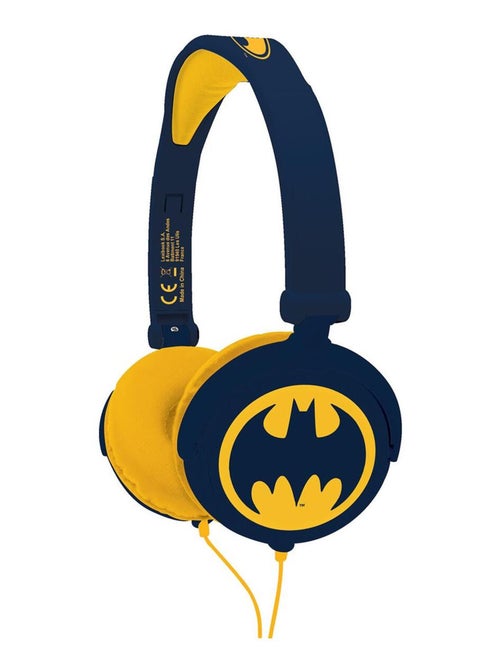 Casque stéréo filaire pliable batman avec limitation de volume d'écoute - Kiabi Casque stéréo filaire pliable batman avec limitation de volume d'écoute - Kiabi