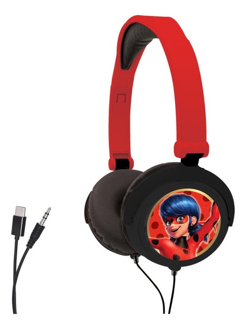 Casque stéréo filaire pliable miraculous avec limitation de volume d'écoute - Kiabi Casque stéréo filaire pliable miraculous avec limitation de volume d'écoute - Kiabi