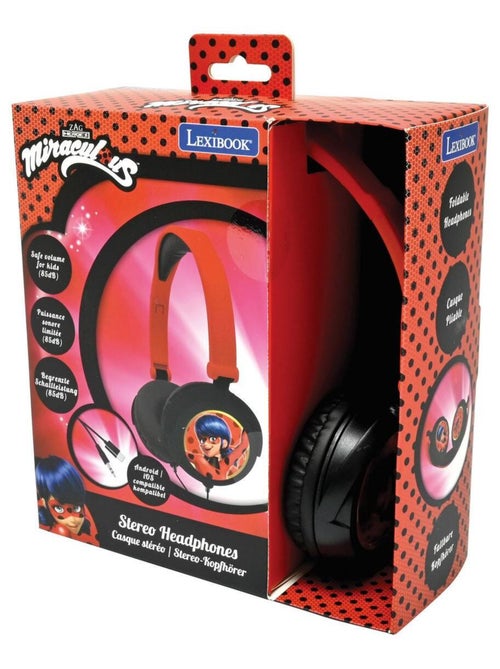 Casque stéréo filaire pliable miraculous avec limitation de volume d'écoute - Kiabi Casque stéréo filaire pliable miraculous avec limitation de volume d'écoute - Kiabi