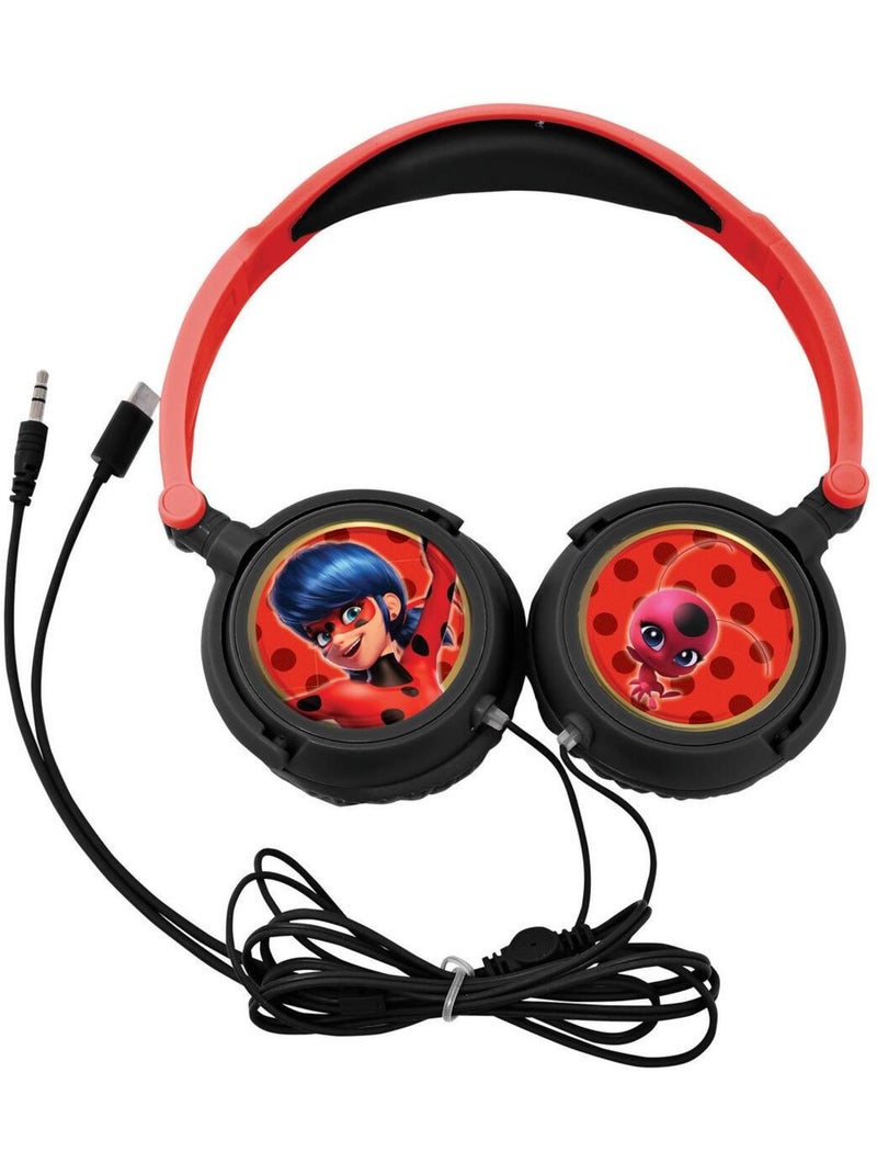Casque stéréo filaire pliable miraculous avec limitation de volume d'écoute Rouge - Kiabi