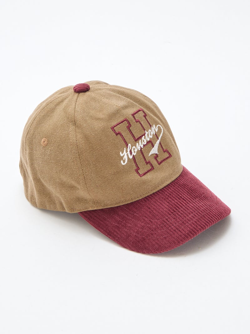 Casquette avec visière en matière côtelée Marron - Kiabi