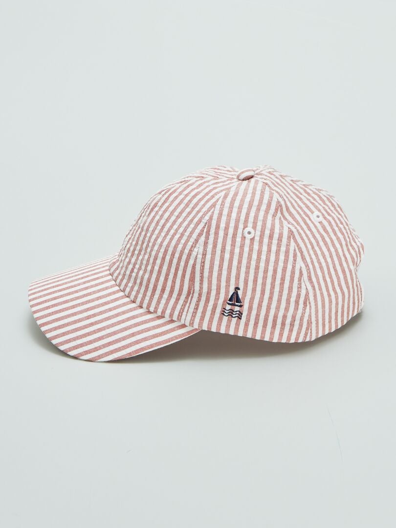 Bonnet En Laine Rayé Ivko - Rouge Et Beige - Taille Unique - Neuf Avec étiquettes
