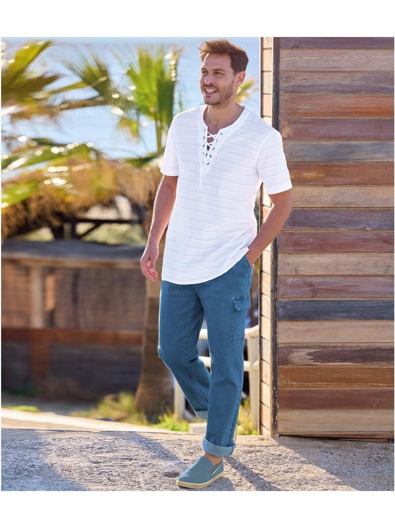 Casual cargobroek van spijkerstof  - atlas for men Blauw - Kiabi
