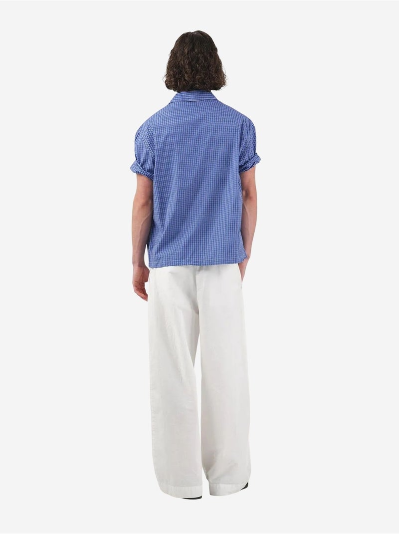 Casual geruit overhemd met knopen en korte mouwen giesto Electrisch blauw - Kiabi