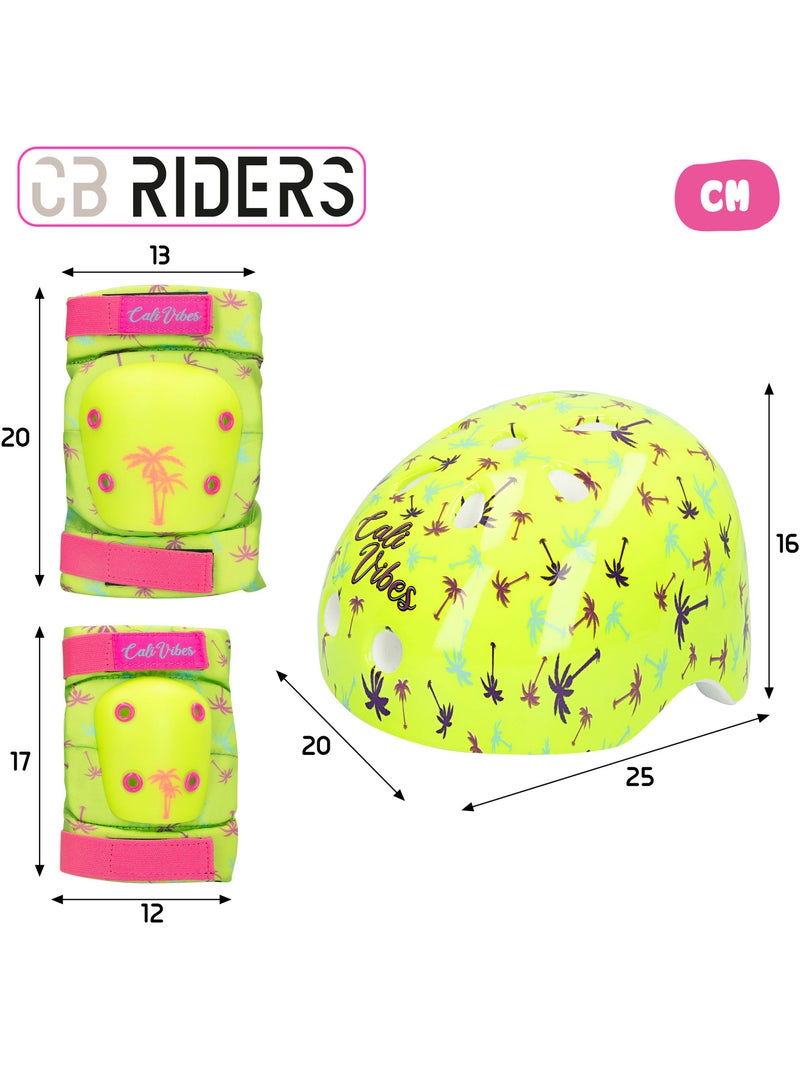 Cb riders neongele helm, elleboogbeschermers en kniebeschermers set N.v.t. - Kiabi