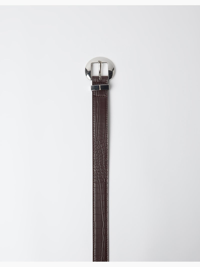 Ceinture à effet crocodile, mo fashion Marron - Kiabi