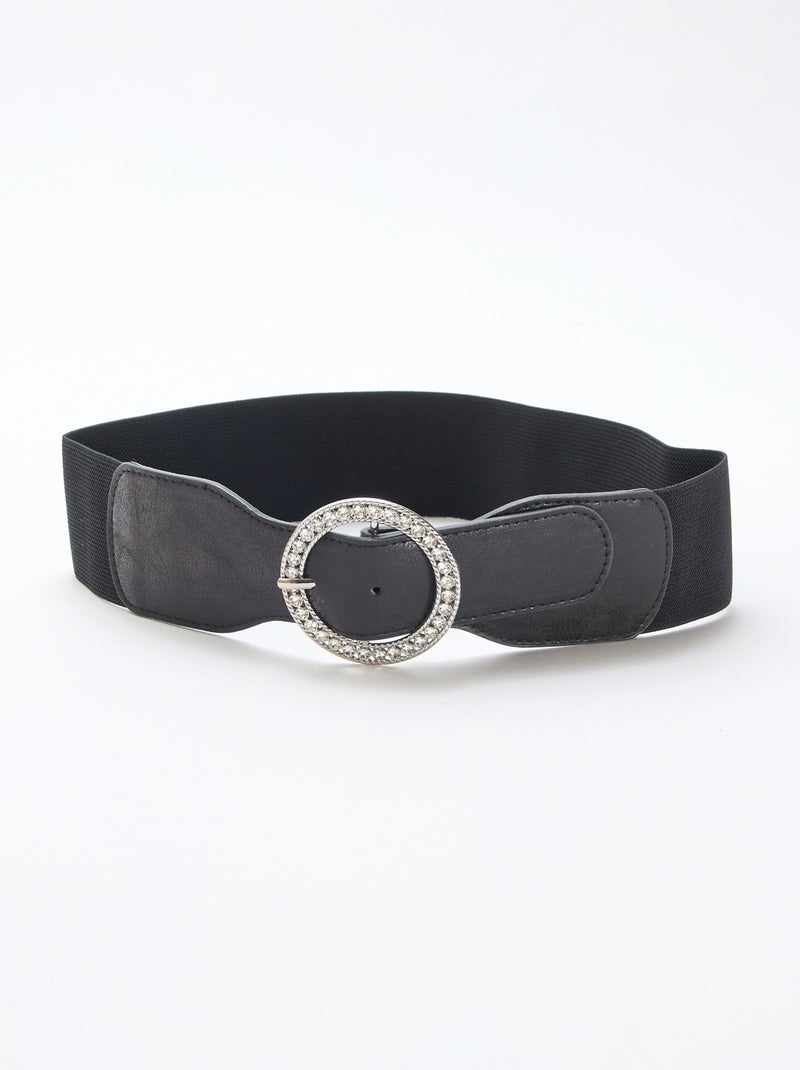 Ceinture élastique Noire à Boucle Dorée - Taille S - Style Tendance - Neuf Avec étiquettes