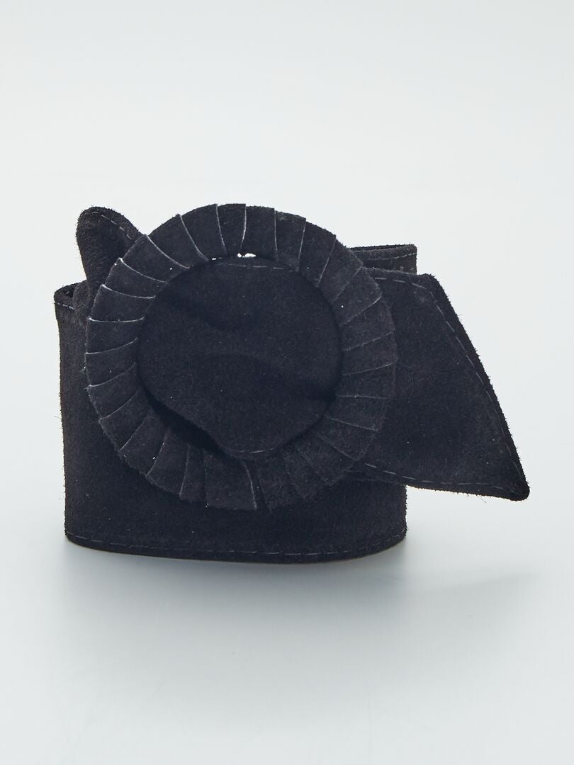 Ceinture en cuir suédine boucle ronde noir - Kiabi