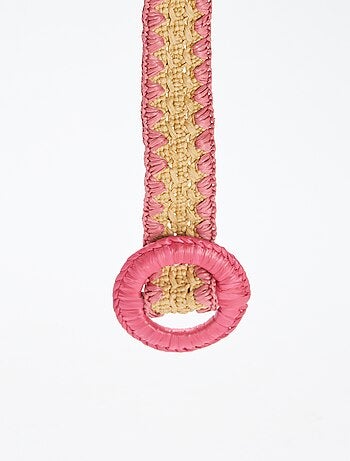 Ceinture en paille bicolore