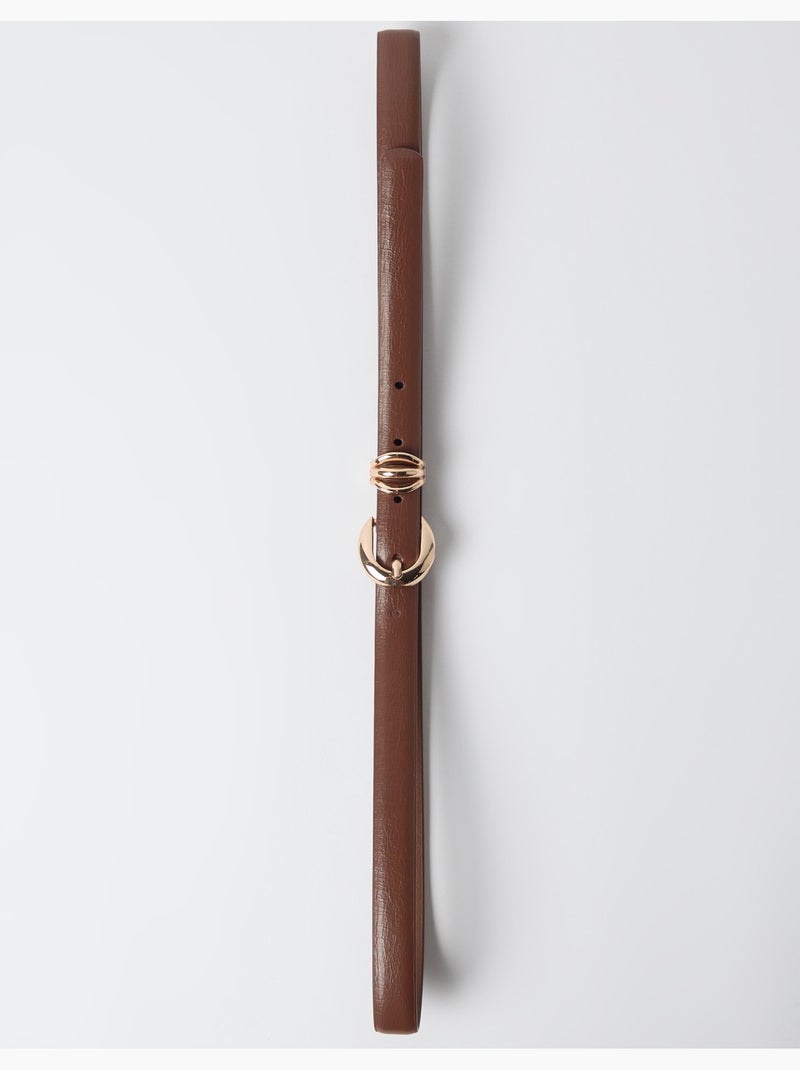 Ceinture fine avec boucle, mo fashion Beige - Kiabi