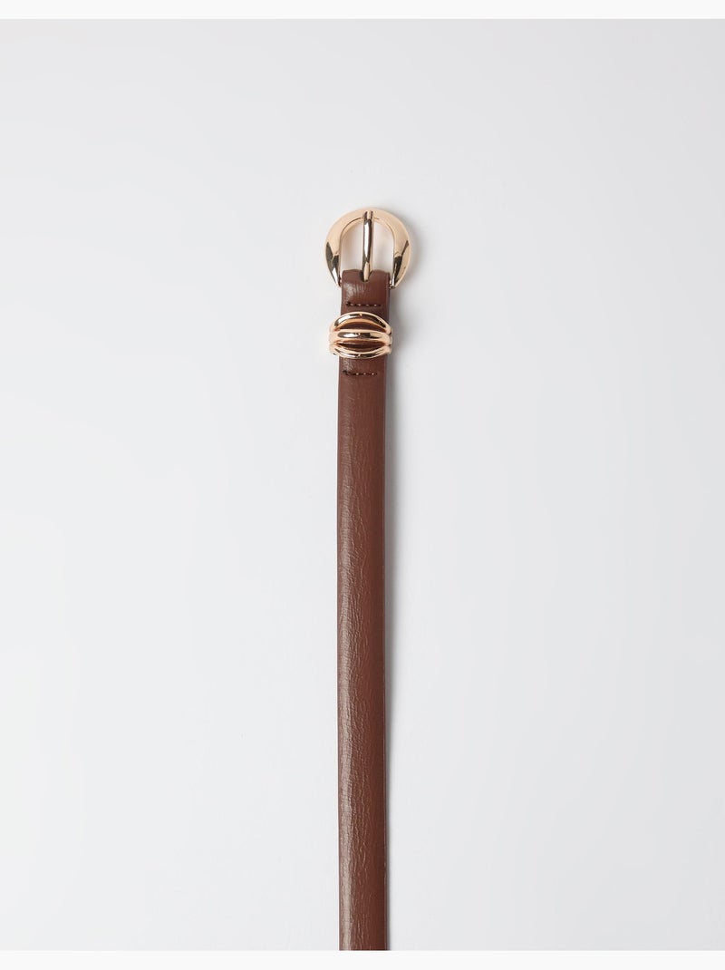 Ceinture fine avec boucle, mo fashion Beige - Kiabi