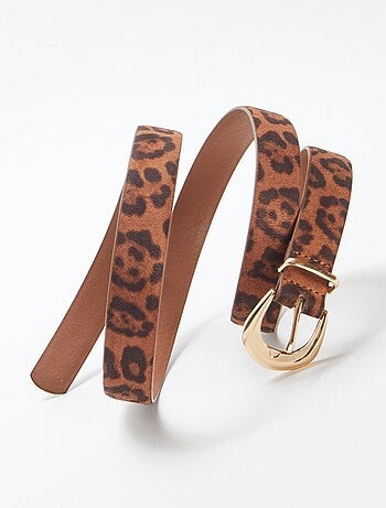 Ceinture fine léopard en suédine