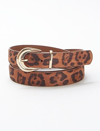 Ceinture fine léopard en suédine