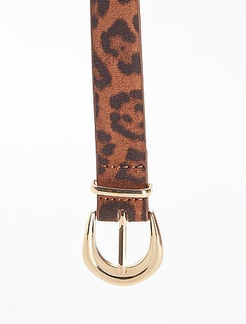 Ceinture fine léopard en suédine