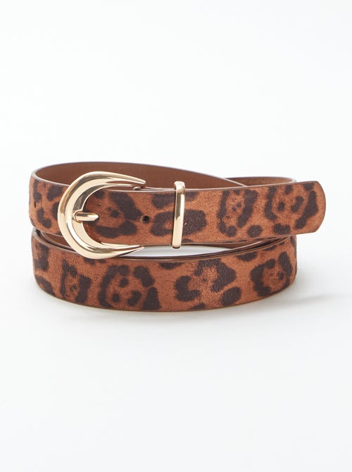 Ceinture fine léopard en suédine - Kiabi