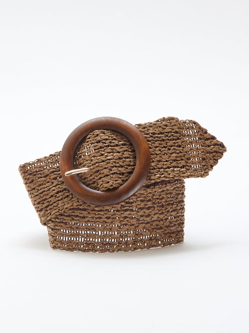 Ceinture tressée avec boucle en bois - Kiabi