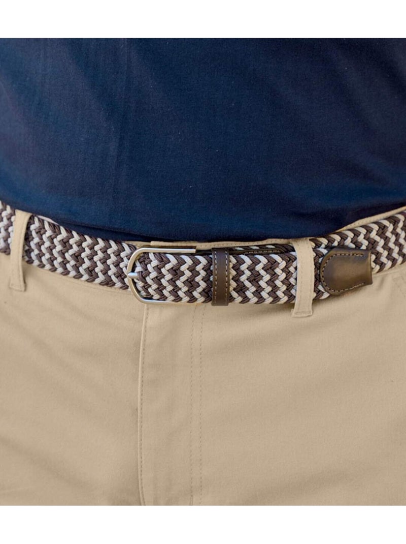 Ceinture Tressée Stretch Confort  - ATLAS FOR MEN Bleu Marron Blanc - Kiabi