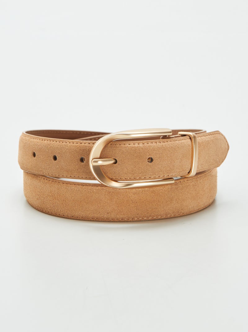 Ceinture type suédine avec boucle métallique dorée Marron - Kiabi