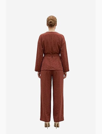 Ceintuurset met v-hals en lange mouwen (tweedelige set) my fashion
