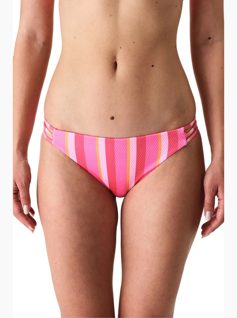 Celinda elegante gestreepte bikini slip met structuur en middelhoge taille penti Fluorroze - Kiabi