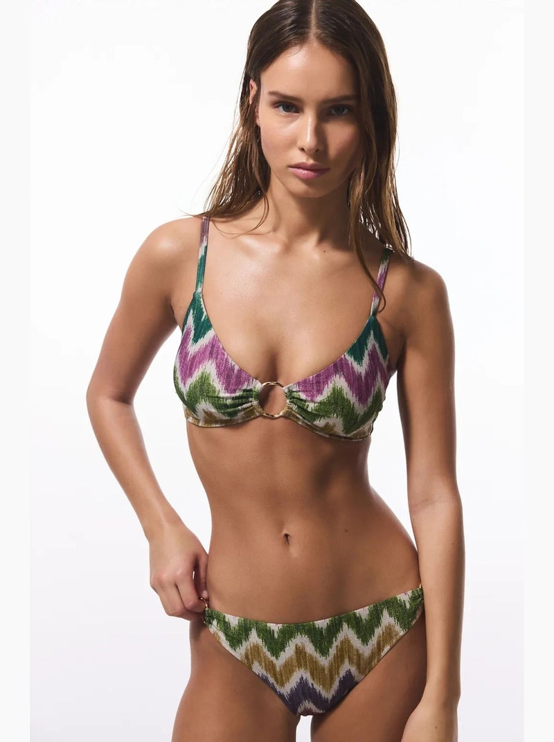 Celine bikinibroekje met zijgesp in zigzag penti Groen - Kiabi