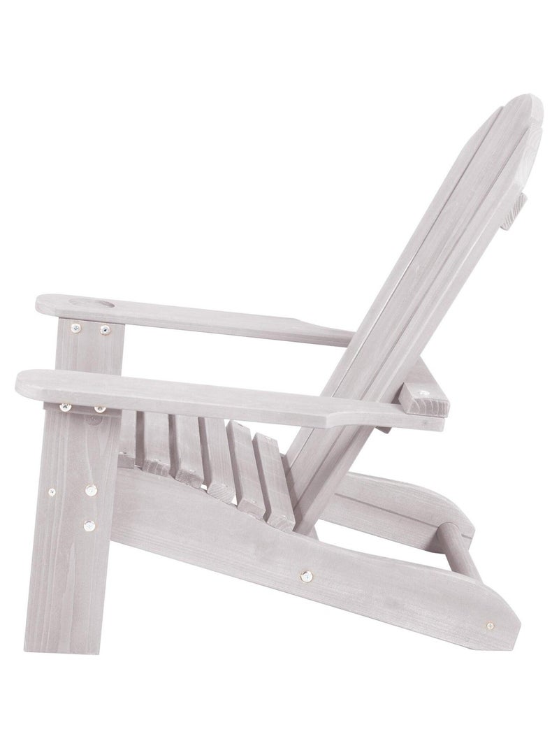 Chaise adirondack enfant en bois massif avec porte-gobelet 'Roba deck chair' Gris - Kiabi