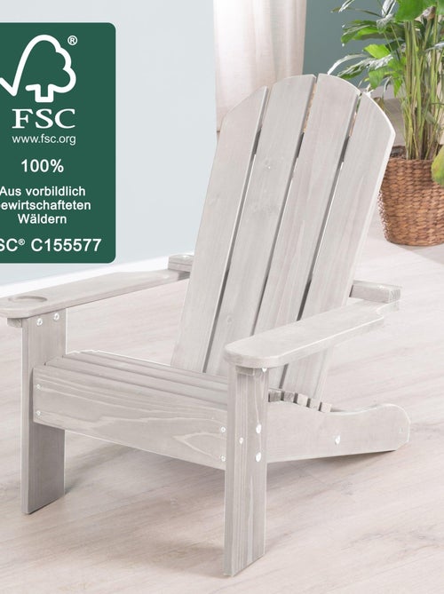 Chaise adirondack enfant en bois massif avec porte-gobelet 'Roba deck chair' - Kiabi