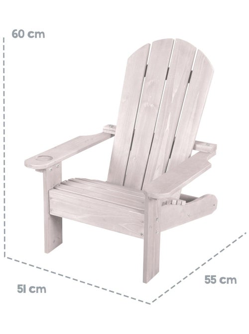 Chaise adirondack enfant en bois massif avec porte-gobelet 'Roba deck chair' - Kiabi
