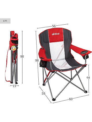 Chaise de camping pliante xl avec porte-gobelet aktive