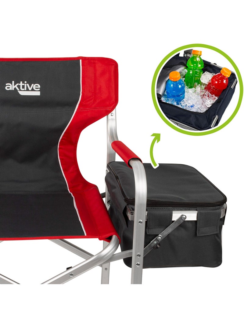 Chaise de directeur de camping avec table et sac isotherme aktive Noir Rouge - Kiabi