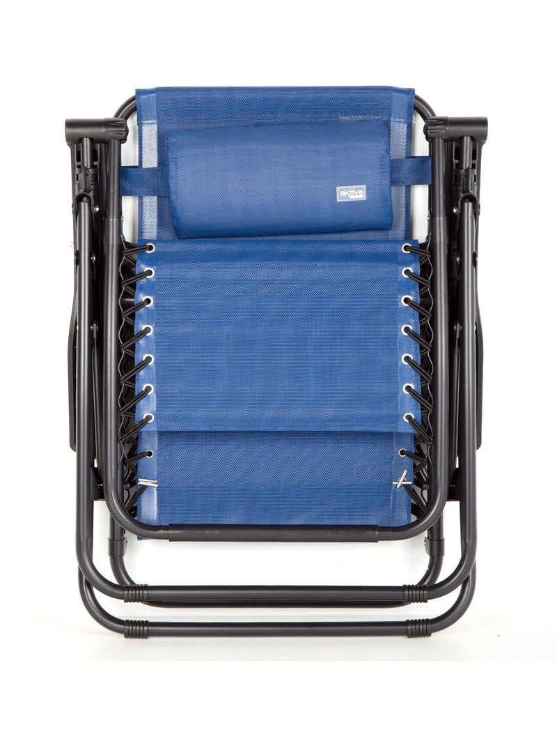 Chaise de jardin pliante zéro gravité 2 positions aktive Bleu - Kiabi