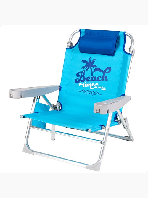 Chaise de plage basse, 5 positions, 53x58x80 cm, avec coussin et sac amovible aktive - Kiabi