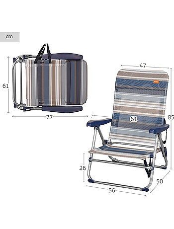 Chaise de plage basse avec dossier réglable 5 positions aktive