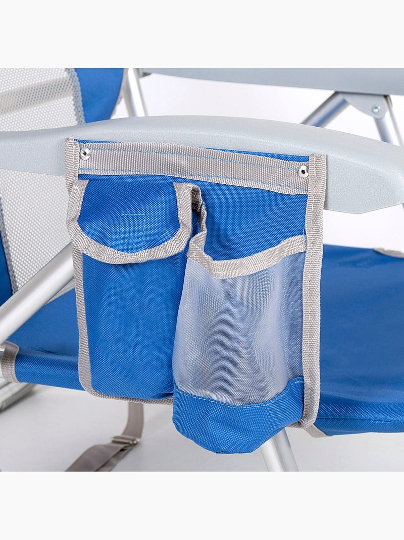 Chaise de plage et chaise longue 7 positions avec coussin et poches aktive} Bleu - Kiabi