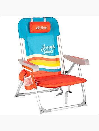 Chaise de plage multipositions 50x60x85 cm avec poches