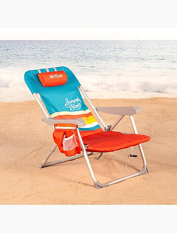 Chaise de plage multipositions 50x60x85 cm avec poches