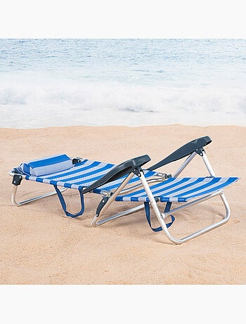 Chaise de plage pliante et inclinable 8 positions, 65x74 cm aktive