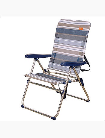 Chaise de plage pliante haute, 5 positions, rayureses etes aktive