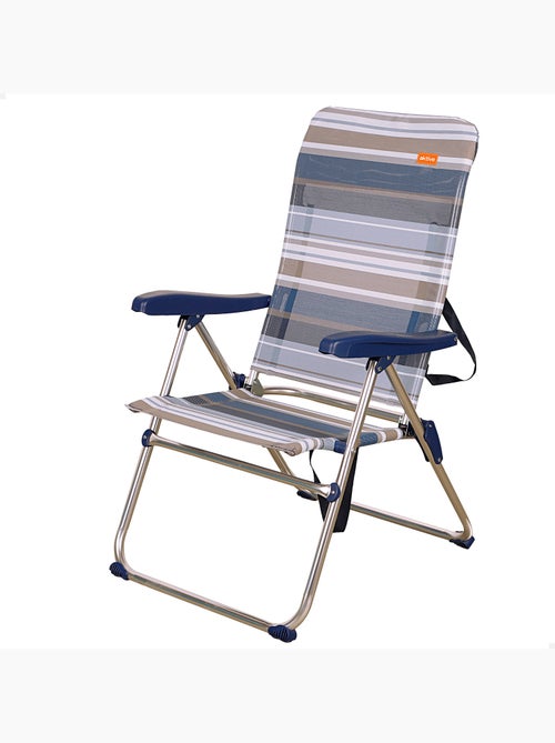 Chaise de plage pliante haute, 5 positions, rayureses etes aktive - Kiabi