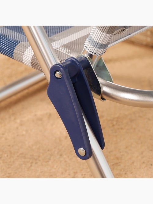 Chaise de plage pliante haute, 5 positions, rayureses etes aktive - Kiabi