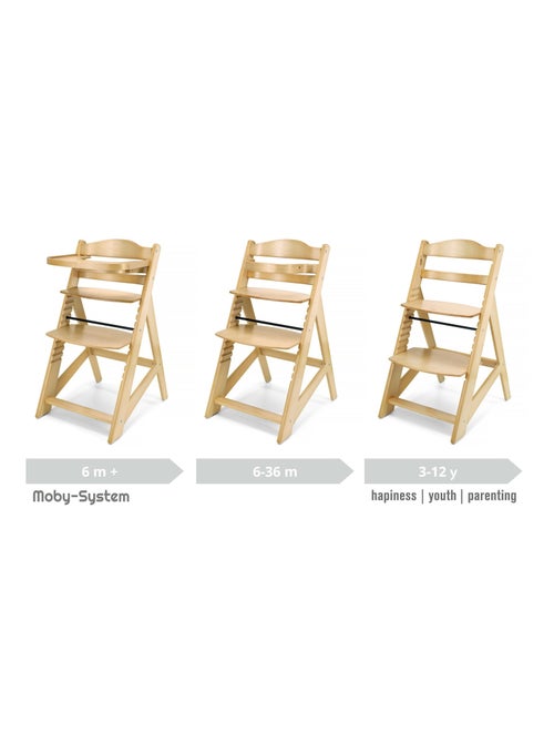 Chaise haute bébé +6 mois évolutive, 12 réglages du siège table amovible coussins ceinture 3 points - Kiabi
