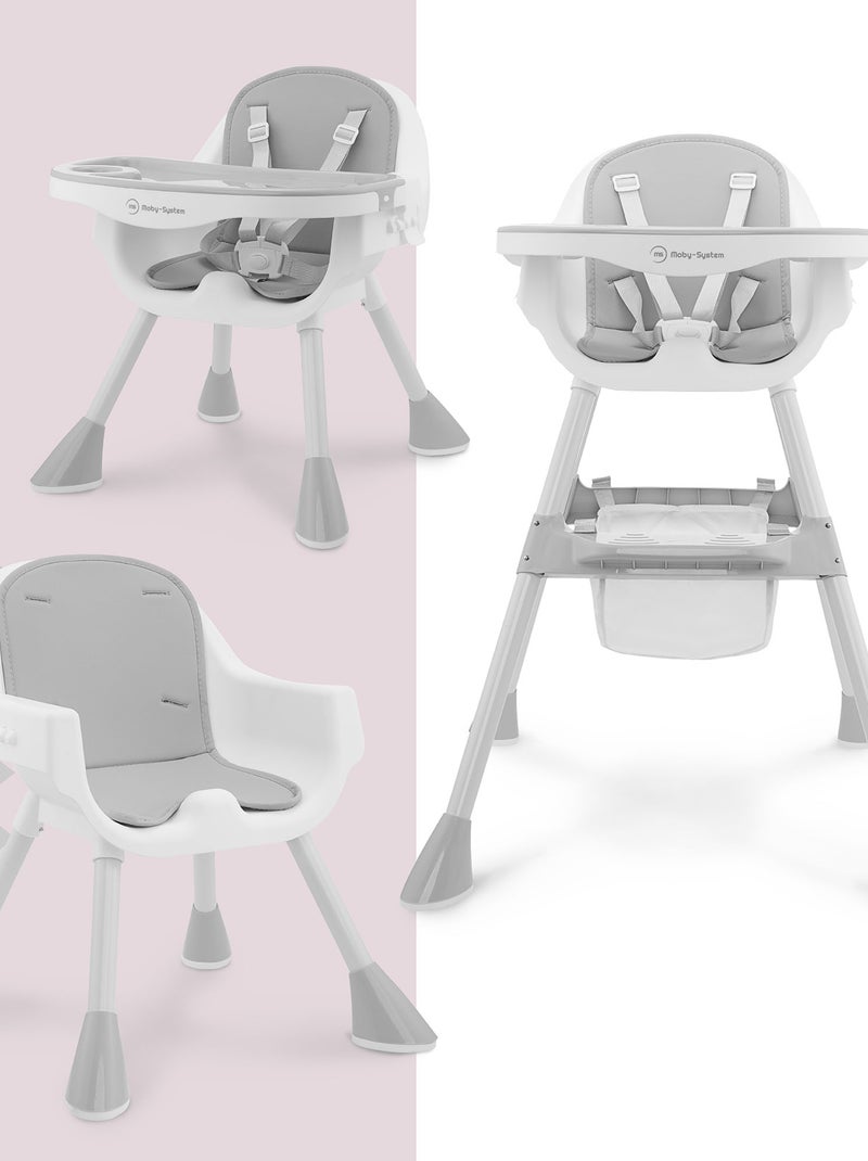 Chaise haute bébé réglable, chaise enfant - plateau double - coussin similicuir Gris - Kiabi