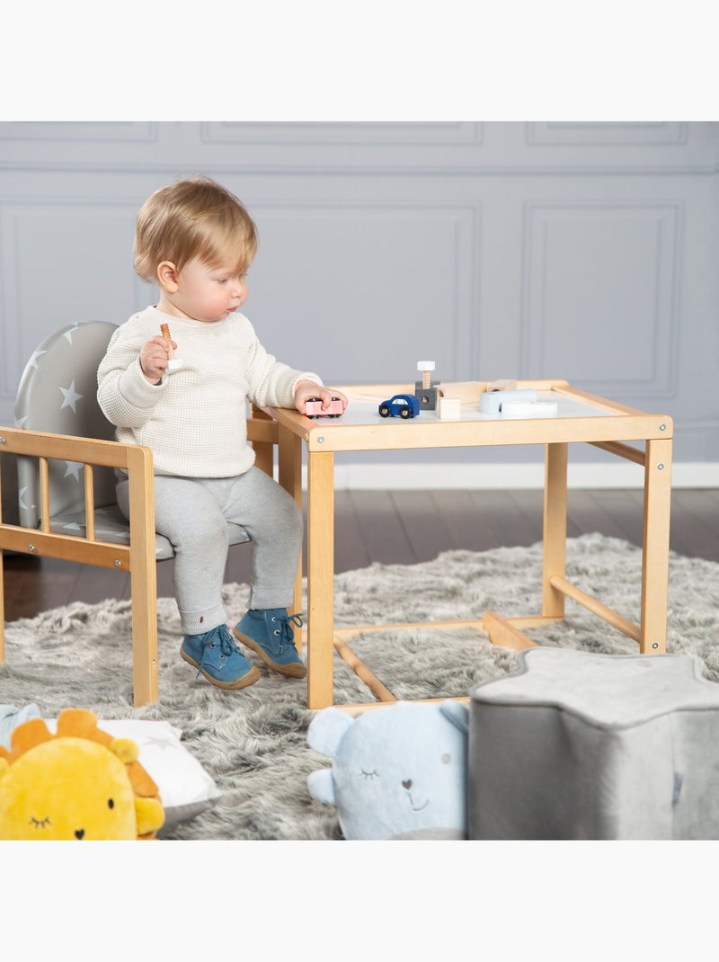 Chaise haute combinée avec coussin imperméable 'Little Stars' ROBA Bois naturel - Kiabi