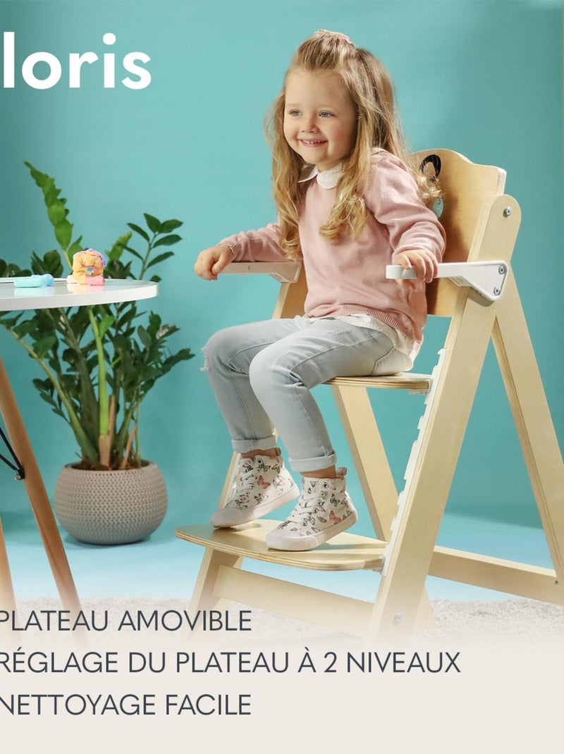 Chaise haute en bois 3en1 LIONELO Floris - Evolutive - Ceinture 5 points - Jusqu'à 40 kg Blanc Marron Blanc - Kiabi