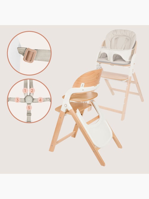 Chaise haute en bois 3en1 LIONELO Megan - Jusqu'à 110kg - Evolutive - Plateau amovible - Kiabi