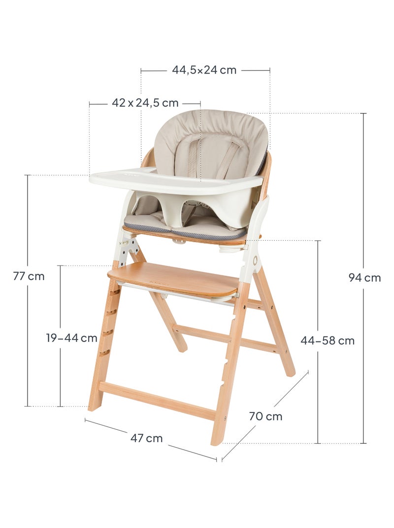Chaise haute en bois 3en1 LIONELO Megan - Jusqu'à 110kg - Evolutive - Plateau amovible Blanc/Bois - Kiabi